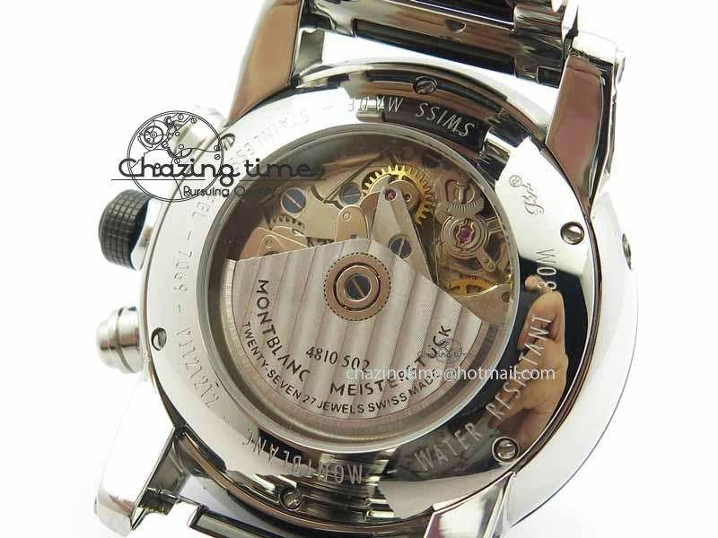 Montblanc Timewalker GAF Chrono SS Ceramic Black Dial On SS Bracelet A7750