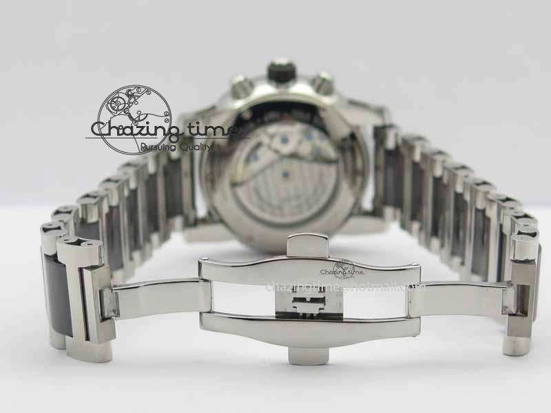 Montblanc Timewalker GAF Chrono SS Ceramic Black Dial On SS Bracelet A7750