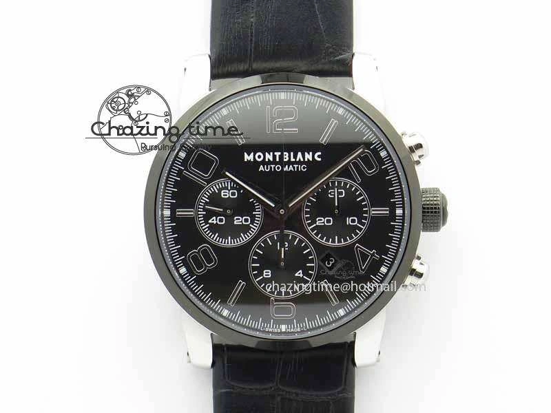 Montblanc Timewalker GAF Chrono SS Ceramic Black On Leather Strap A7750