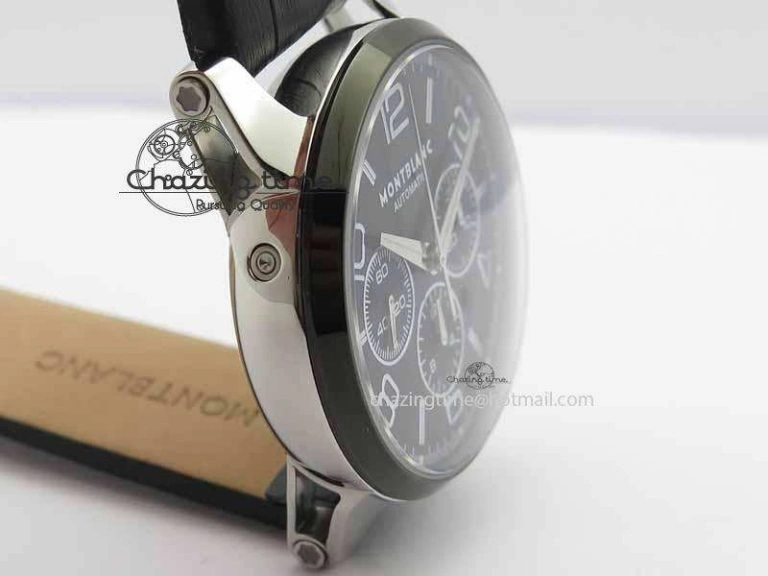 Montblanc Timewalker GAF Chrono SS Ceramic Black On Leather Strap A7750