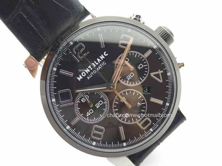 Montblanc Timewalker GAF Chrono SS Ceramic Black On Leather Strap A7750