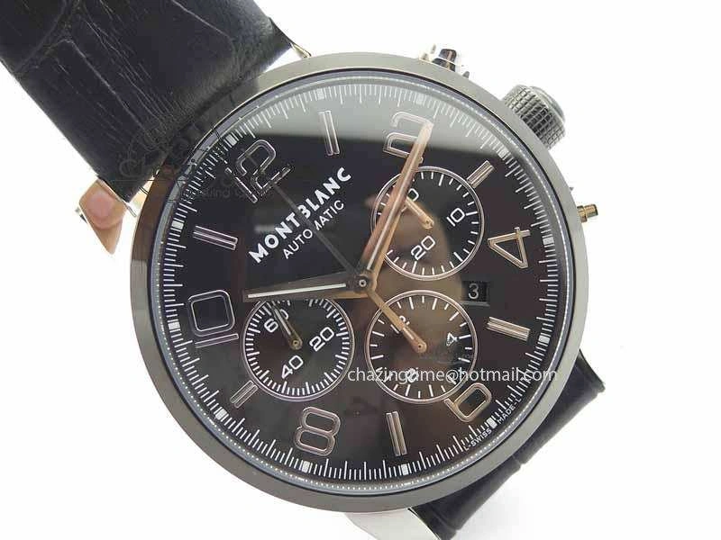 Montblanc Timewalker GAF Chrono SS Ceramic Black On Leather Strap A7750