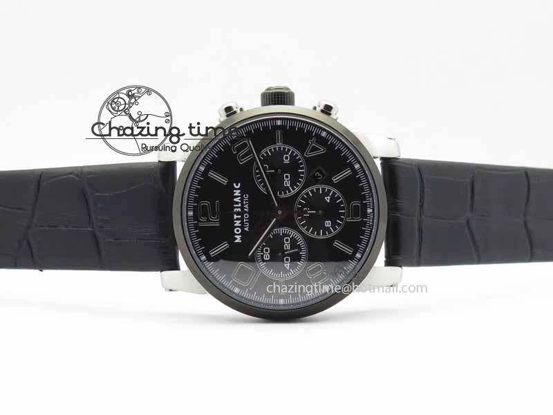 Montblanc Timewalker GAF Chrono SS Ceramic Black On Leather Strap A7750