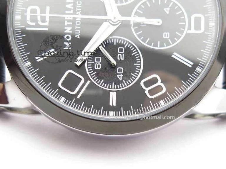 Montblanc Timewalker GAF Chrono SS Ceramic Black On Leather Strap A7750