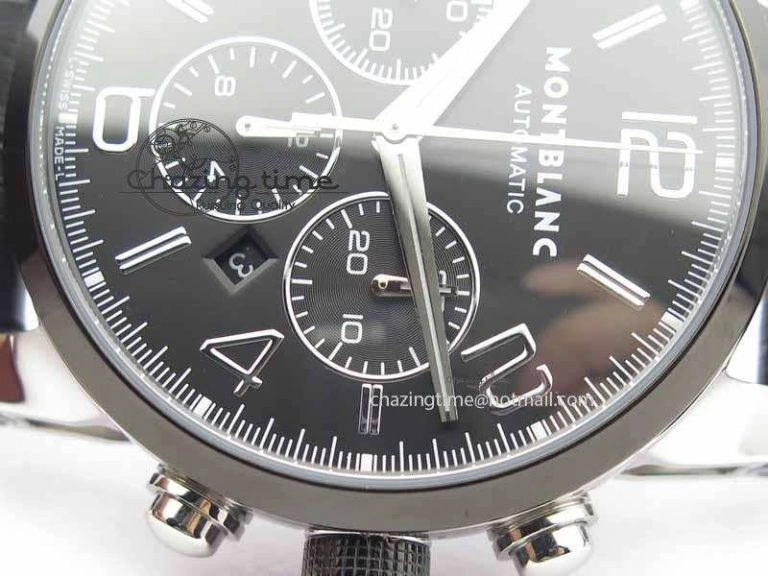 Montblanc Timewalker GAF Chrono SS Ceramic Black On Leather Strap A7750