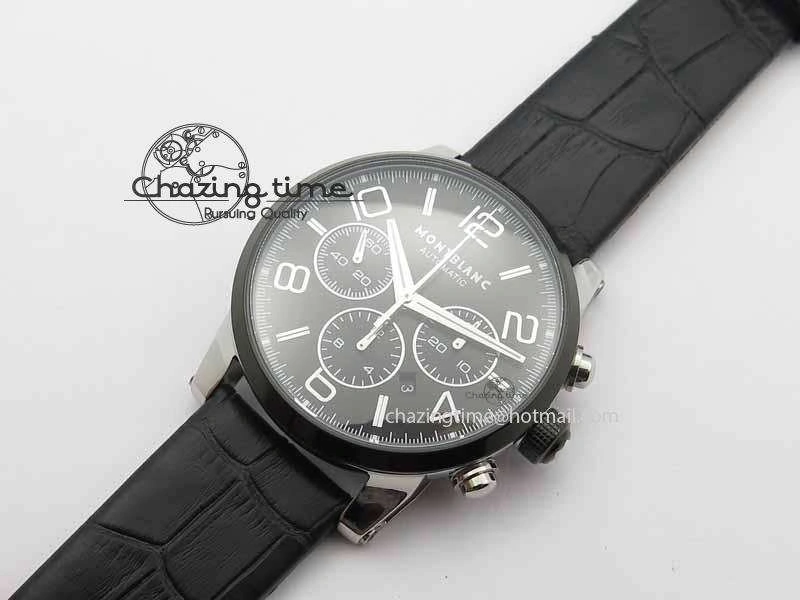 Montblanc Timewalker GAF Chrono SS Ceramic Black On Leather Strap A7750