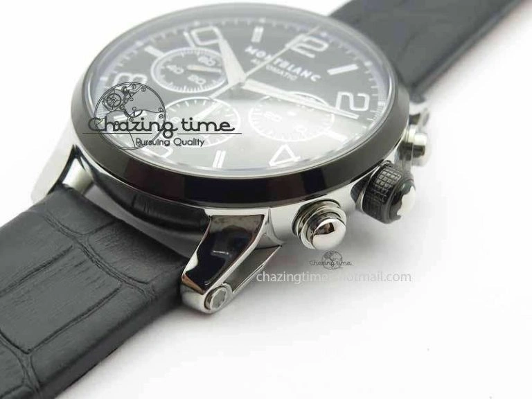 Montblanc Timewalker GAF Chrono SS Ceramic Black On Leather Strap A7750