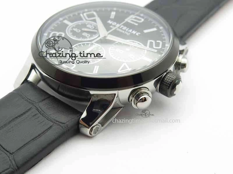 Montblanc Timewalker GAF Chrono SS Ceramic Black On Leather Strap A7750