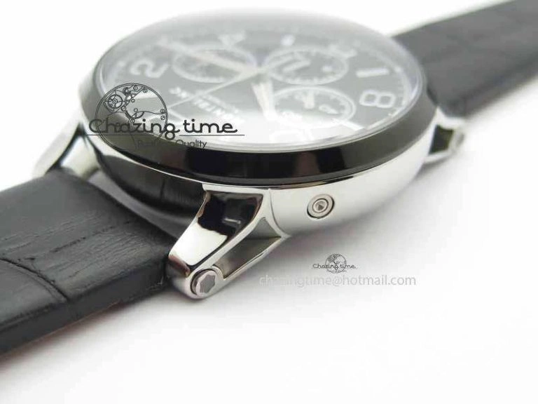 Montblanc Timewalker GAF Chrono SS Ceramic Black On Leather Strap A7750
