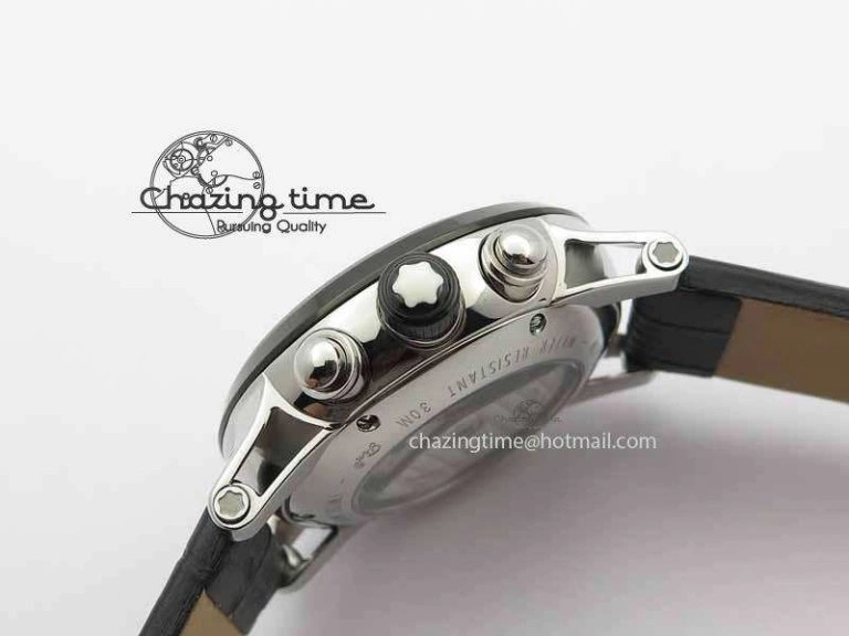 Montblanc Timewalker GAF Chrono SS Ceramic Black On Leather Strap A7750