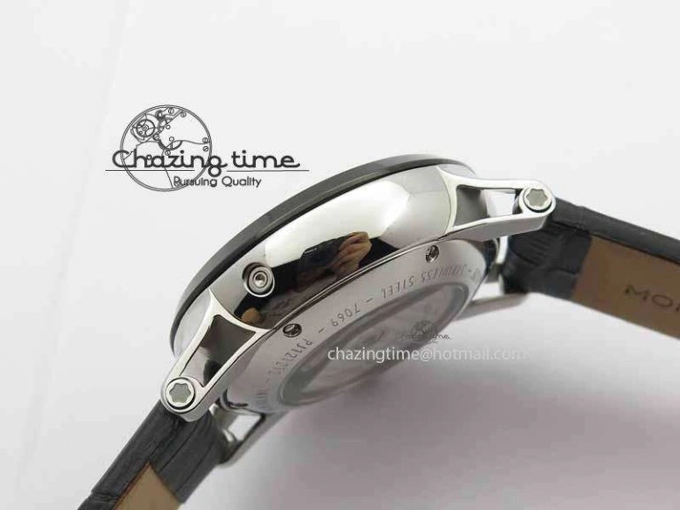 Montblanc Timewalker GAF Chrono SS Ceramic Black On Leather Strap A7750