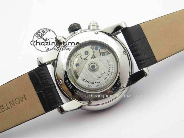 Montblanc Timewalker GAF Chrono SS Ceramic Black On Leather Strap A7750