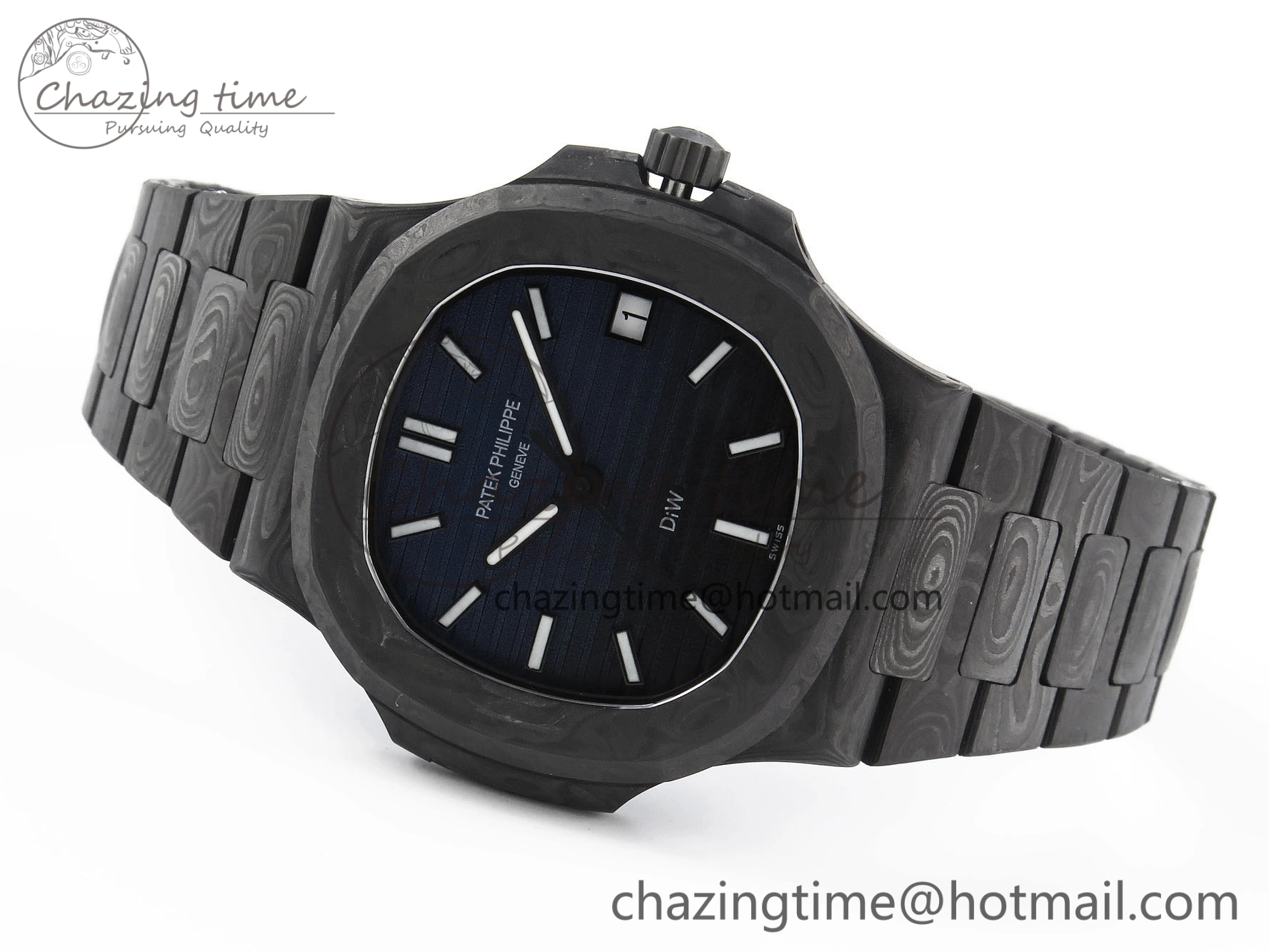 NAUTILUS 5711 DIW CARBON DIWF 1:1 BEST EDITION BLACK TEXTURED DIAL ON CARBON BRACELET 324CS