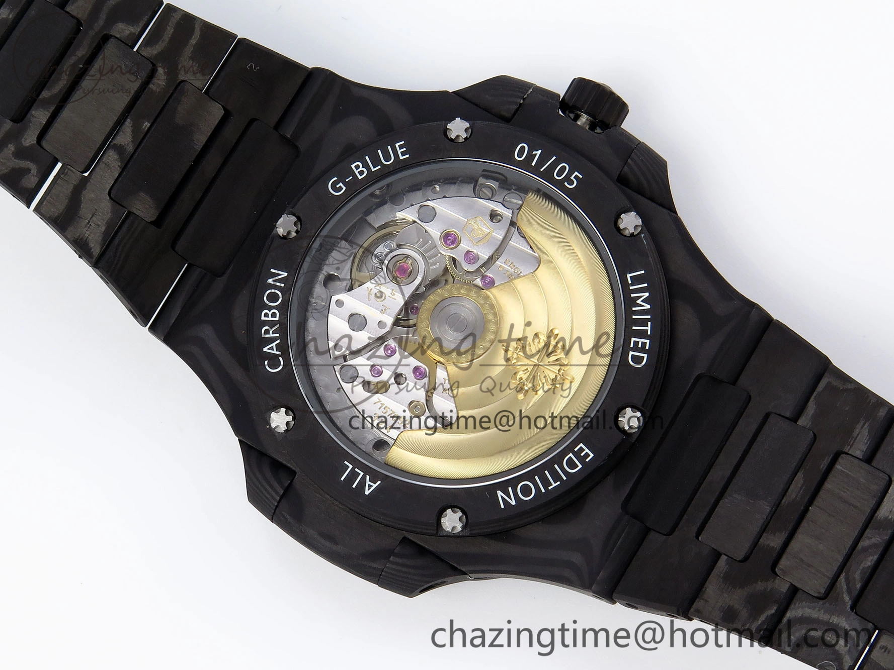 NAUTILUS 5711 DIW CARBON DIWF 1:1 BEST EDITION BLACK TEXTURED DIAL ON CARBON BRACELET 324CS