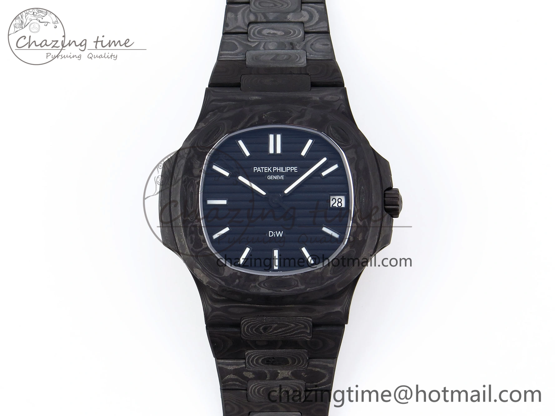 NAUTILUS 5711 DIW CARBON DIWF 1:1 BEST EDITION BLACK TEXTURED DIAL ON CARBON BRACELET 324CS