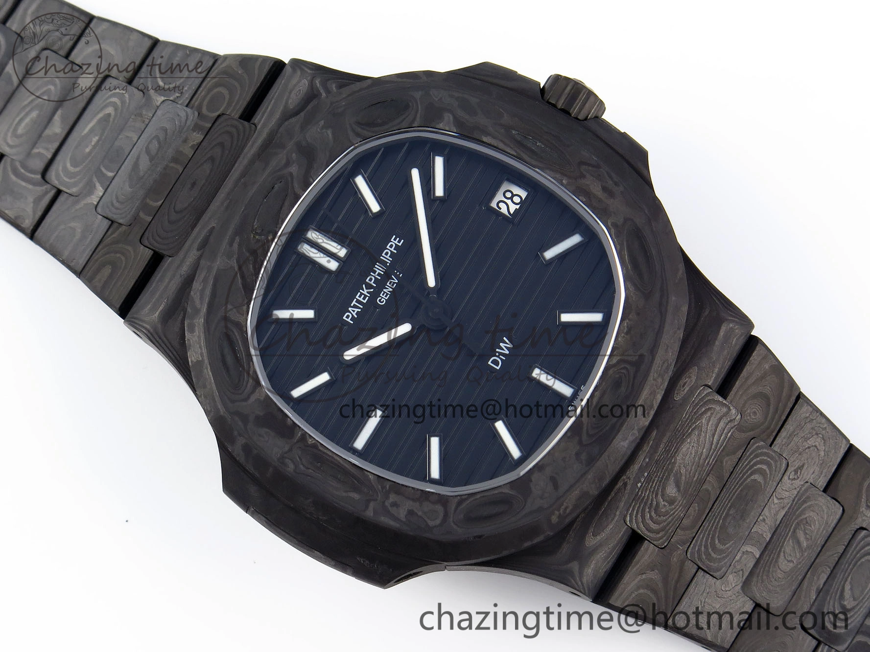 NAUTILUS 5711 DIW CARBON DIWF 1:1 BEST EDITION BLACK TEXTURED DIAL ON CARBON BRACELET 324CS