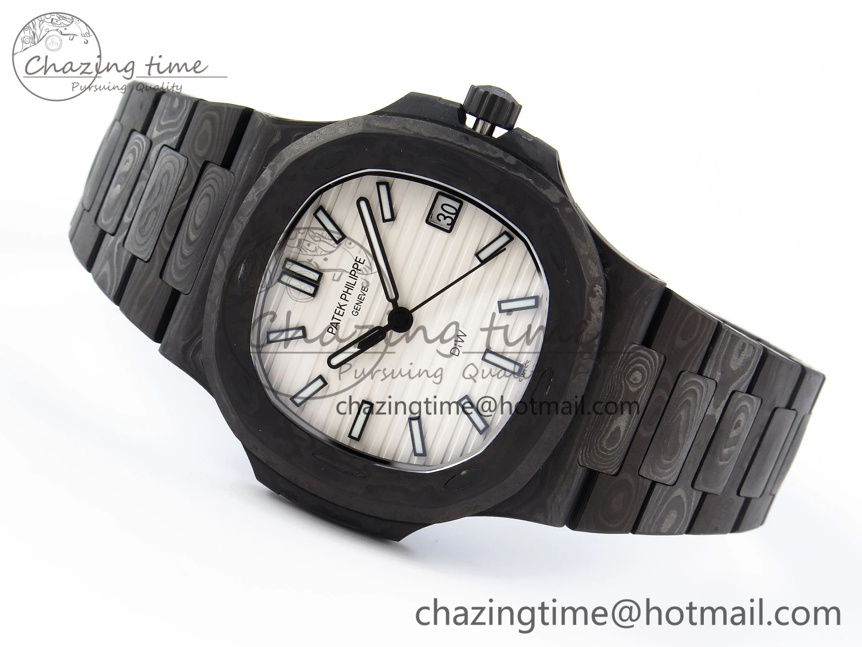 NAUTILUS 5711 DIW CARBON DIWF 1:1 BEST EDITION BLACK BLUE TEXTURED DIAL ON CARBON BRACELET 324CS