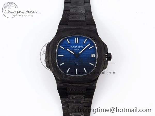 NAUTILUS 5711 DIW CARBON DIWF 1:1 BEST EDITION BLACK BLUE TEXTURED DIAL ON CARBON BRACELET 324CS