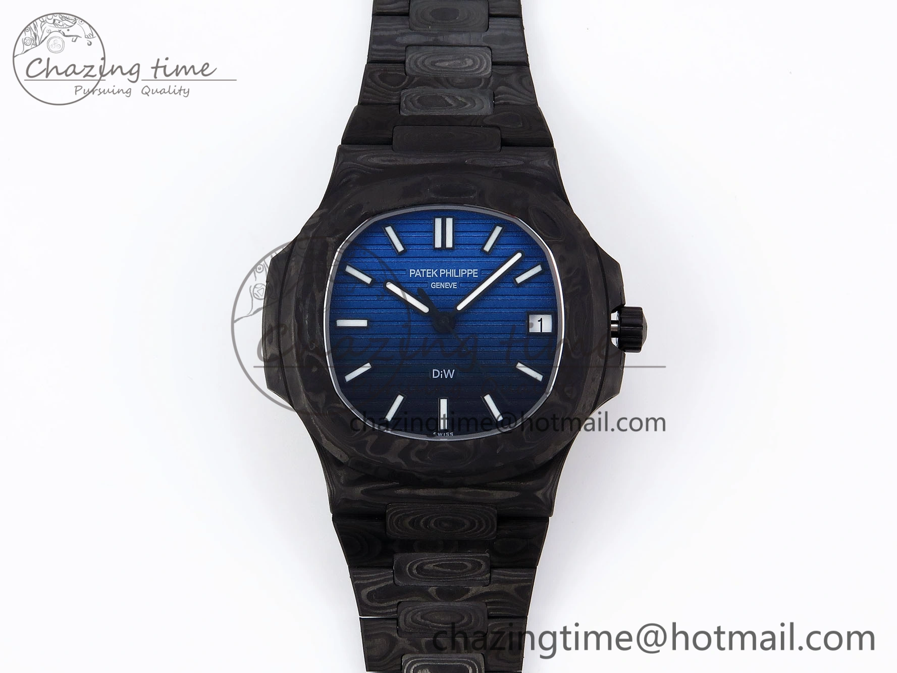 NAUTILUS 5711 DIW CARBON DIWF 1:1 BEST EDITION BLACK BLUE TEXTURED DIAL ON CARBON BRACELET 324CS