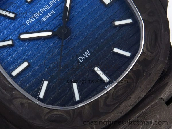 NAUTILUS 5711 DIW CARBON DIWF 1:1 BEST EDITION BLACK BLUE TEXTURED DIAL ON CARBON BRACELET 324CS