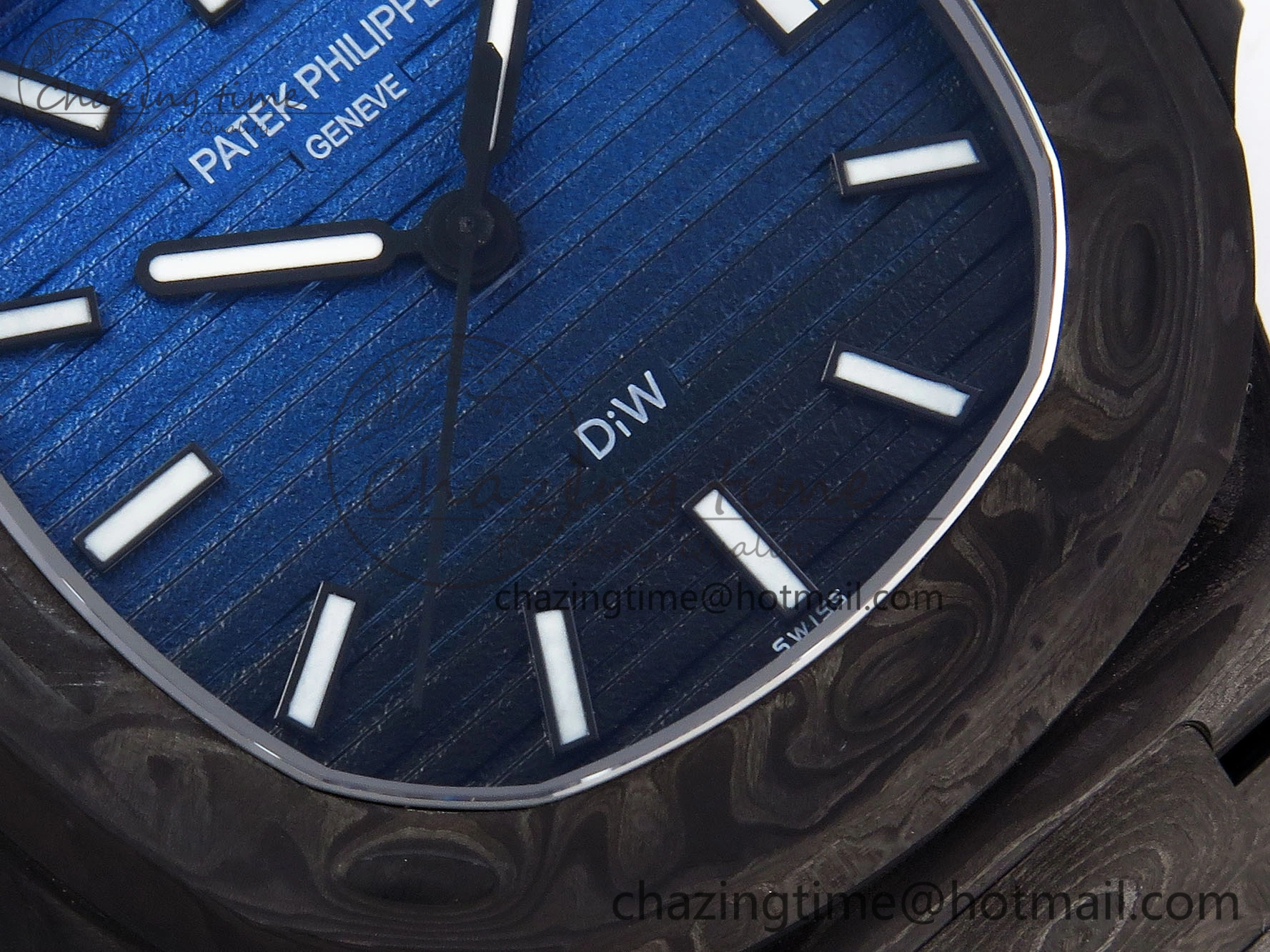 NAUTILUS 5711 DIW CARBON DIWF 1:1 BEST EDITION BLACK BLUE TEXTURED DIAL ON CARBON BRACELET 324CS