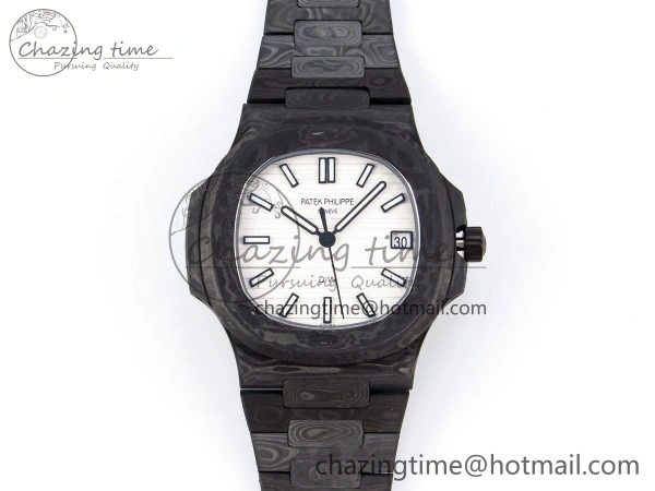 NAUTILUS 5711 DIW CARBON DIWF 1:1 BEST EDITION BLACK BLUE TEXTURED DIAL ON CARBON BRACELET 324CS