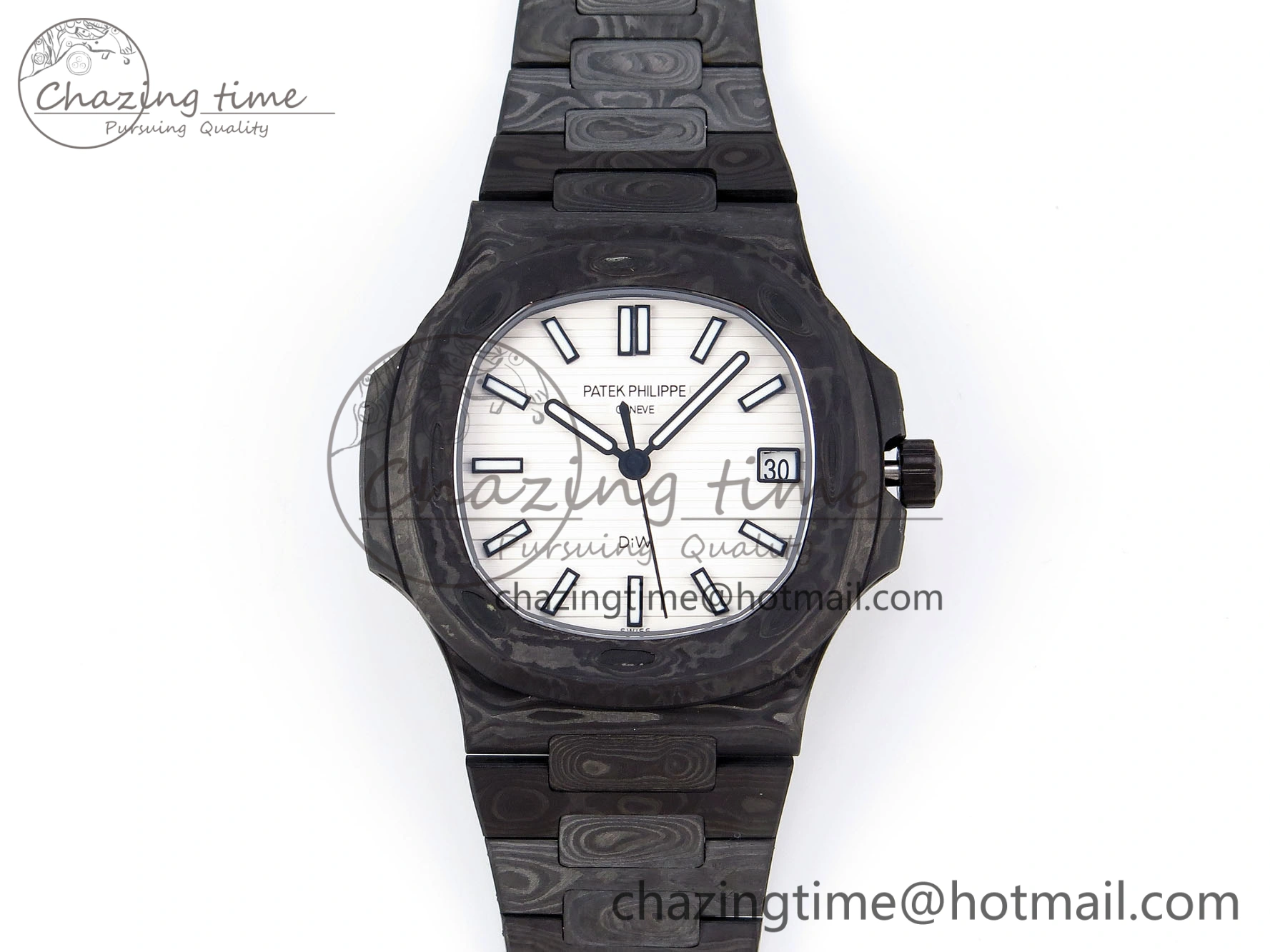 NAUTILUS 5711 DIW CARBON DIWF 1:1 BEST EDITION BLACK BLUE TEXTURED DIAL ON CARBON BRACELET 324CS