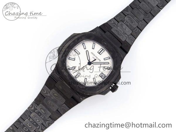 NAUTILUS 5711 DIW CARBON DIWF 1:1 BEST EDITION BLACK BLUE TEXTURED DIAL ON CARBON BRACELET 324CS