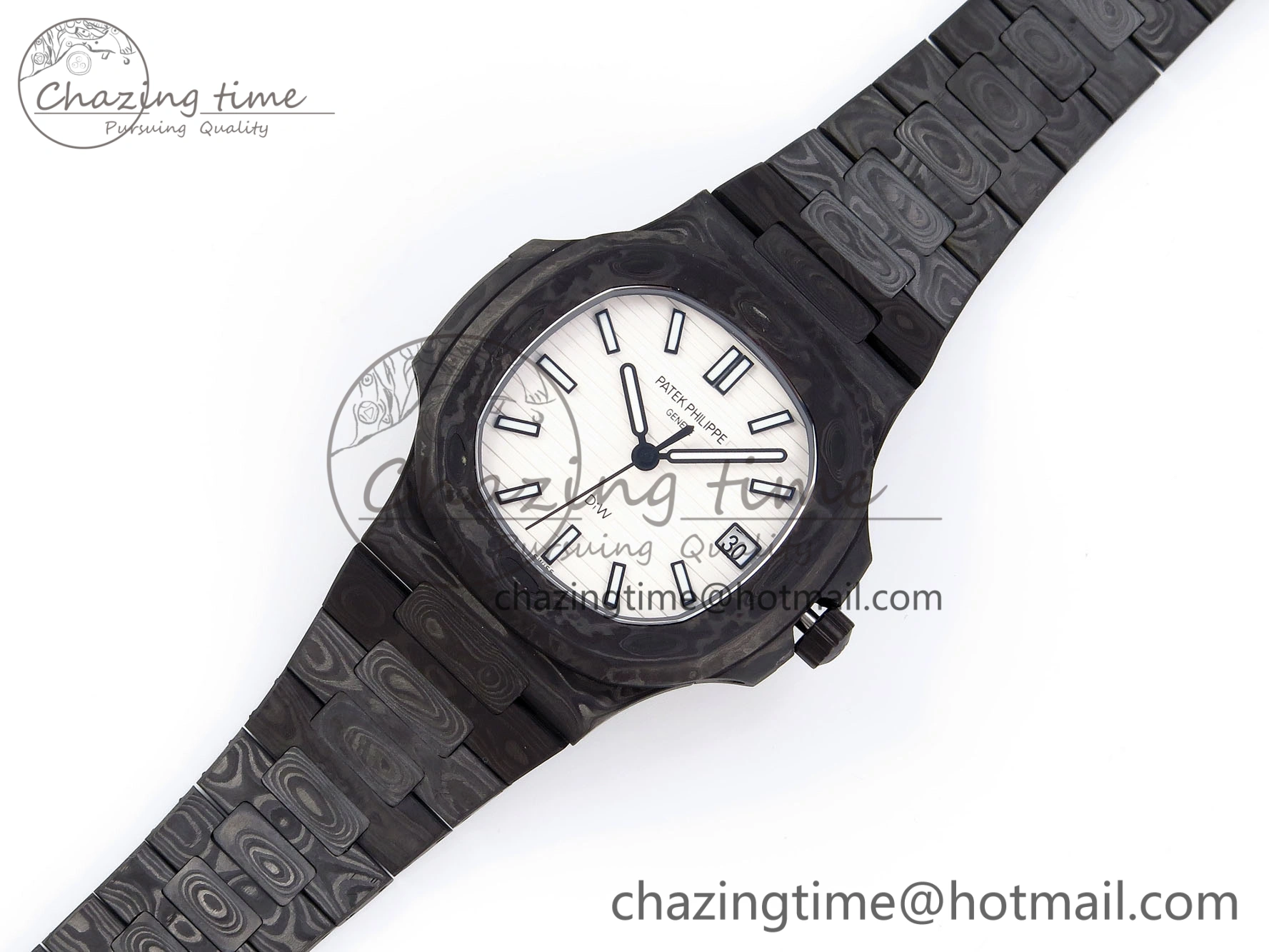 NAUTILUS 5711 DIW CARBON DIWF 1:1 BEST EDITION BLACK BLUE TEXTURED DIAL ON CARBON BRACELET 324CS
