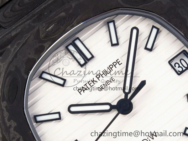 NAUTILUS 5711 DIW CARBON DIWF 1:1 BEST EDITION BLACK BLUE TEXTURED DIAL ON CARBON BRACELET 324CS