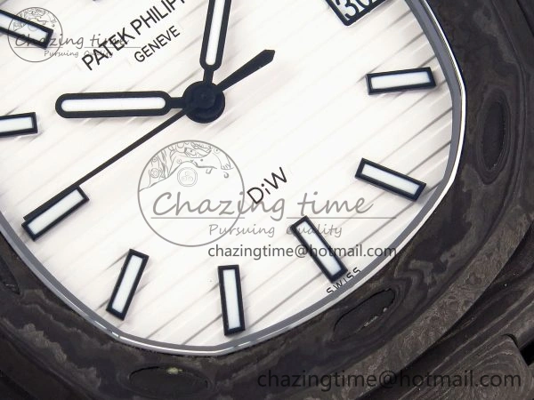 NAUTILUS 5711 DIW CARBON DIWF 1:1 BEST EDITION BLACK BLUE TEXTURED DIAL ON CARBON BRACELET 324CS