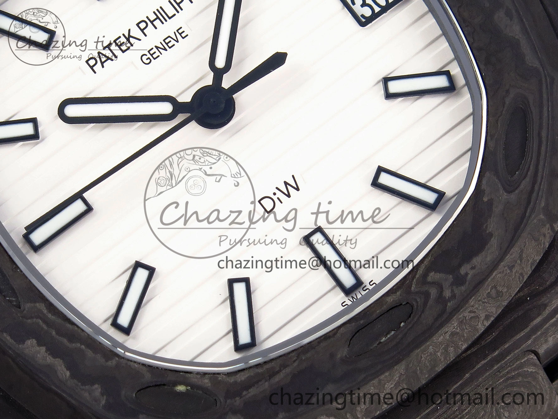 NAUTILUS 5711 DIW CARBON DIWF 1:1 BEST EDITION BLACK BLUE TEXTURED DIAL ON CARBON BRACELET 324CS