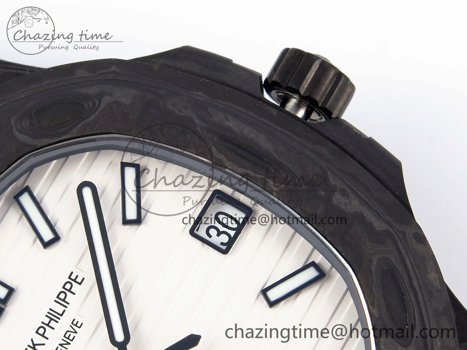 NAUTILUS 5711 DIW CARBON DIWF 1:1 BEST EDITION BLACK BLUE TEXTURED DIAL ON CARBON BRACELET 324CS