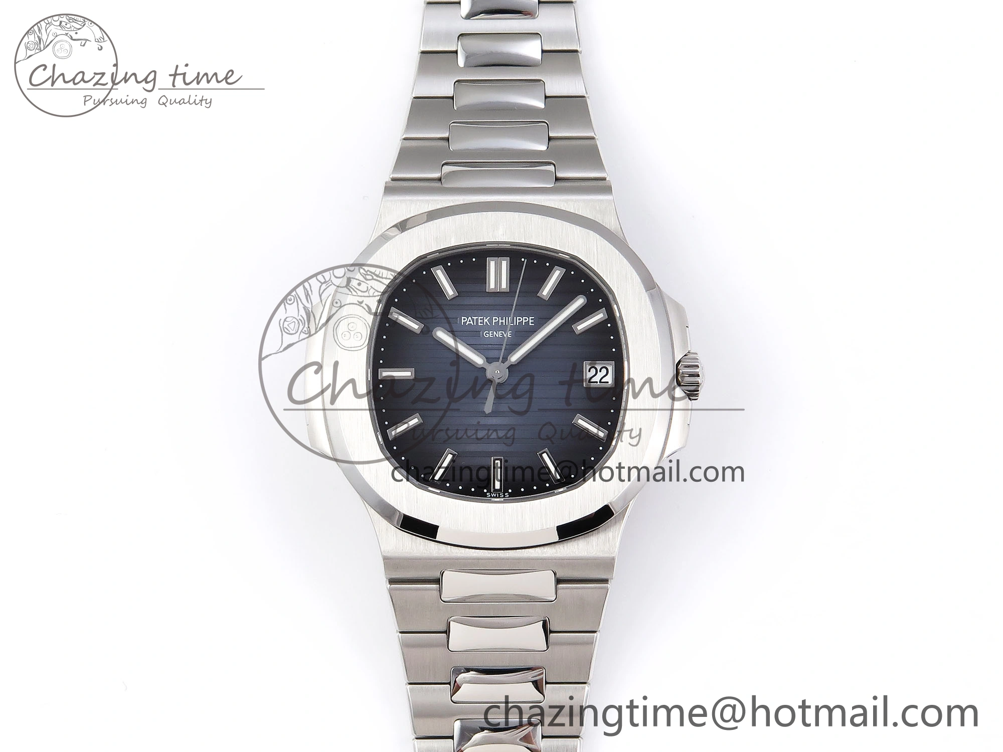NAUTILUS 5811 1G PPF 1:1 BEST EDITION BLUE TEXTURED DIAL ON SS BRACELET 330CS