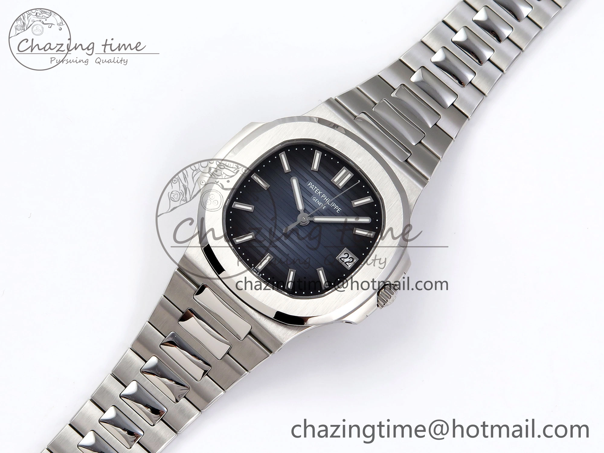 NAUTILUS 5811 1G PPF 1:1 BEST EDITION BLUE TEXTURED DIAL ON SS BRACELET 330CS