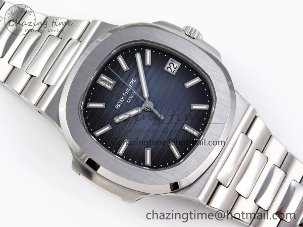 NAUTILUS 5811 1G PPF 1:1 BEST EDITION BLUE TEXTURED DIAL ON SS BRACELET 330CS