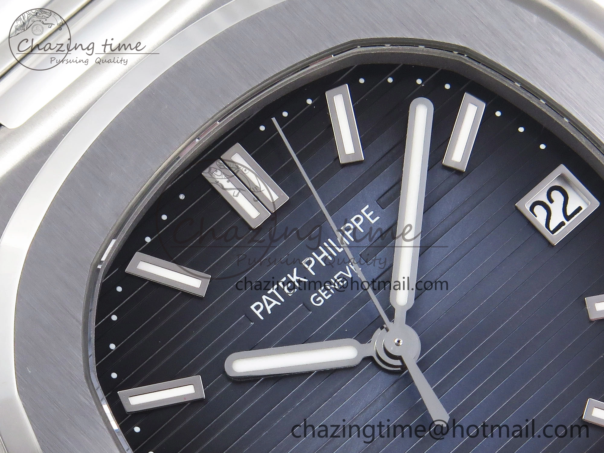 NAUTILUS 5811 1G PPF 1:1 BEST EDITION BLUE TEXTURED DIAL ON SS BRACELET 330CS