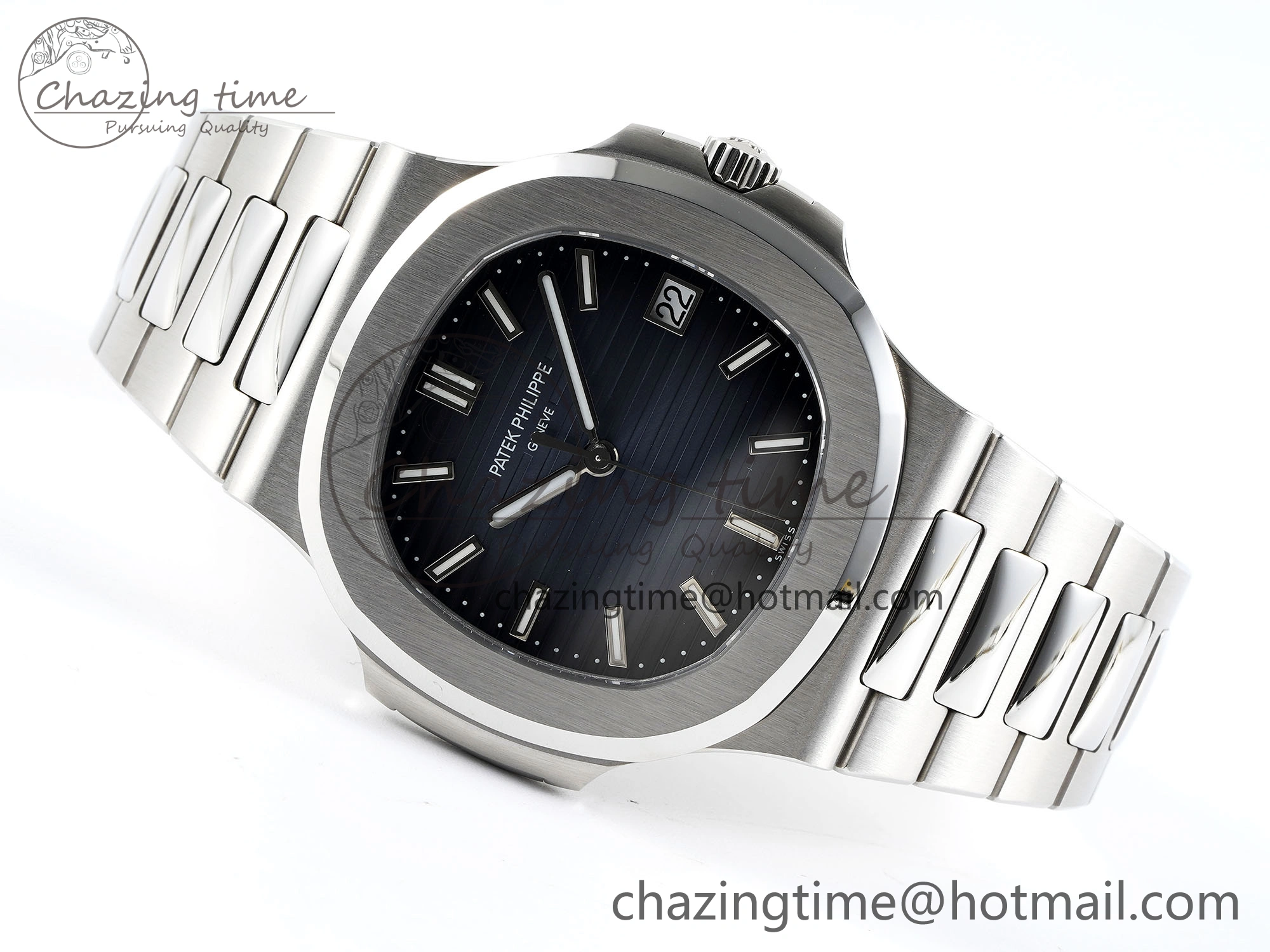 NAUTILUS 5811 1G PPF 1:1 BEST EDITION BLUE TEXTURED DIAL ON SS BRACELET 330CS