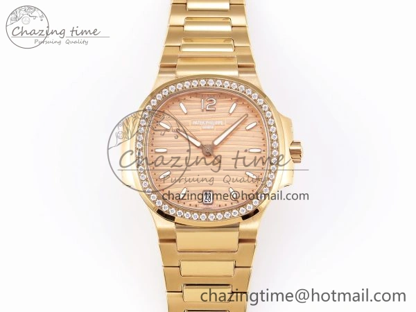 NAUTILUS 7118 LADIES RG PPF 1:1 BEST EDITION RG DIAL DIAMONDS BEZEL ON RG BRACELET 324CS