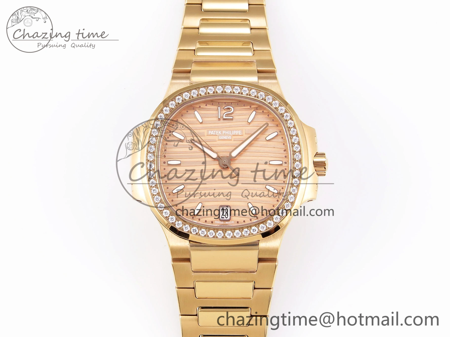 NAUTILUS 7118 LADIES RG PPF 1:1 BEST EDITION RG DIAL DIAMONDS BEZEL ON RG BRACELET 324CS