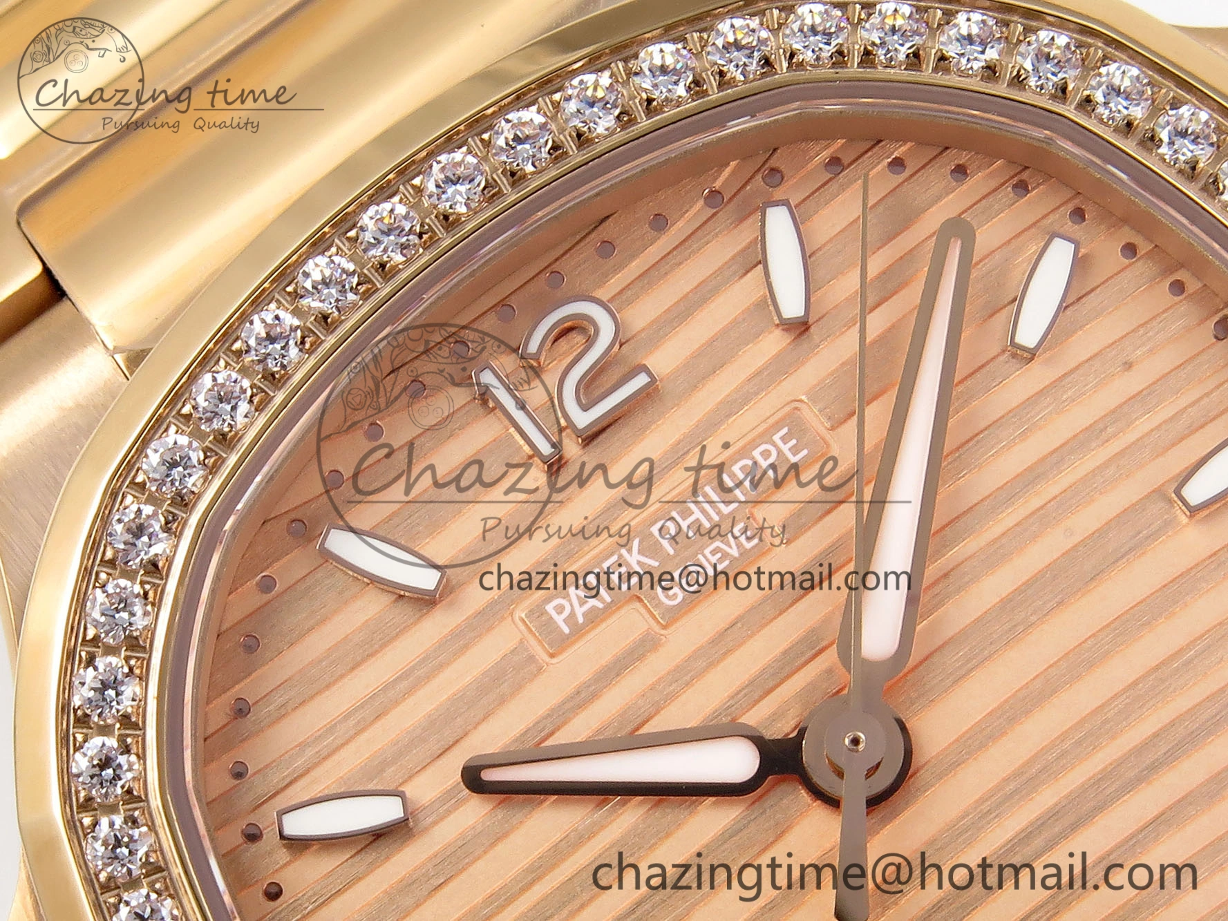 NAUTILUS 7118 LADIES RG PPF 1:1 BEST EDITION RG DIAL DIAMONDS BEZEL ON RG BRACELET 324CS