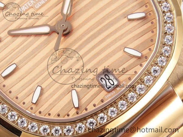 NAUTILUS 7118 LADIES RG PPF 1:1 BEST EDITION RG DIAL DIAMONDS BEZEL ON RG BRACELET 324CS