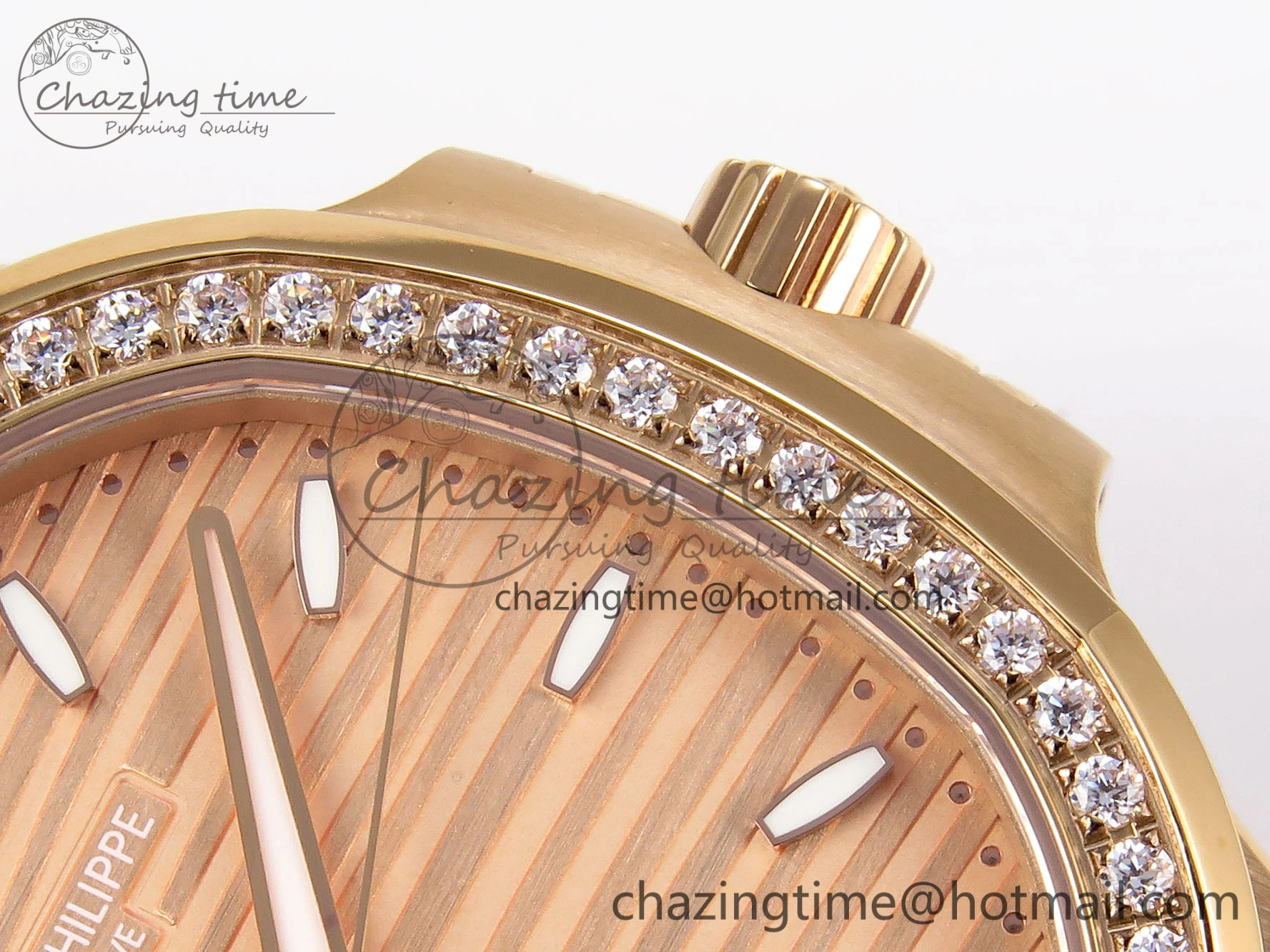 NAUTILUS 7118 LADIES RG PPF 1:1 BEST EDITION RG DIAL DIAMONDS BEZEL ON RG BRACELET 324CS