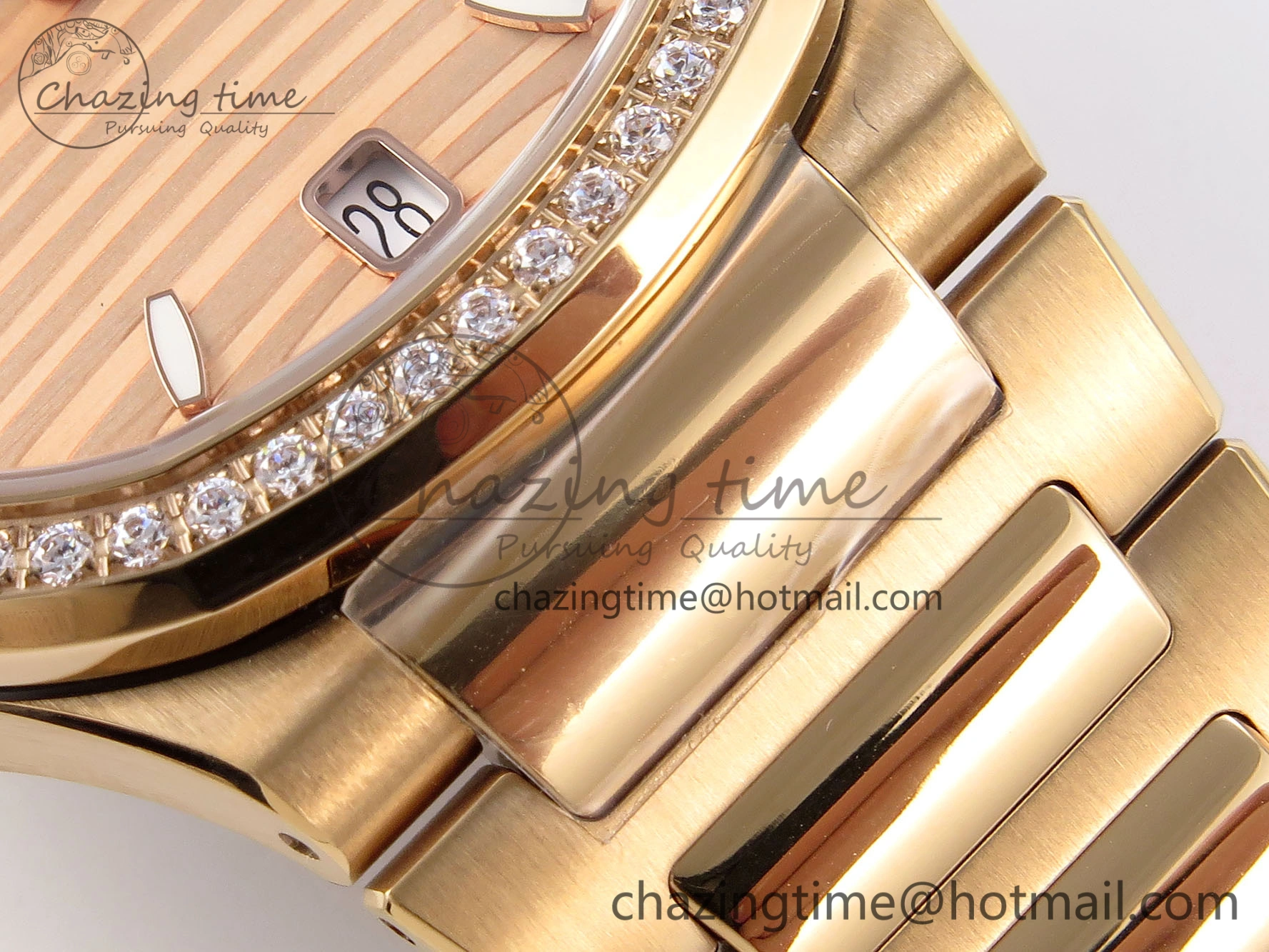 NAUTILUS 7118 LADIES RG PPF 1:1 BEST EDITION RG DIAL DIAMONDS BEZEL ON RG BRACELET 324CS