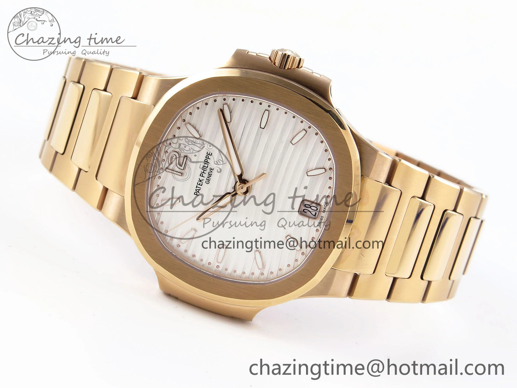 NAUTILUS 7118 LADIES RG PPF 1:1 BEST EDITION WHITE DIAL ON RG BRACELET 324CS