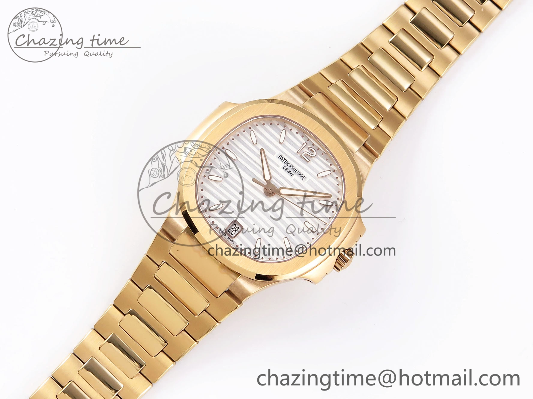 NAUTILUS 7118 LADIES RG PPF 1:1 BEST EDITION WHITE DIAL ON RG BRACELET 324CS