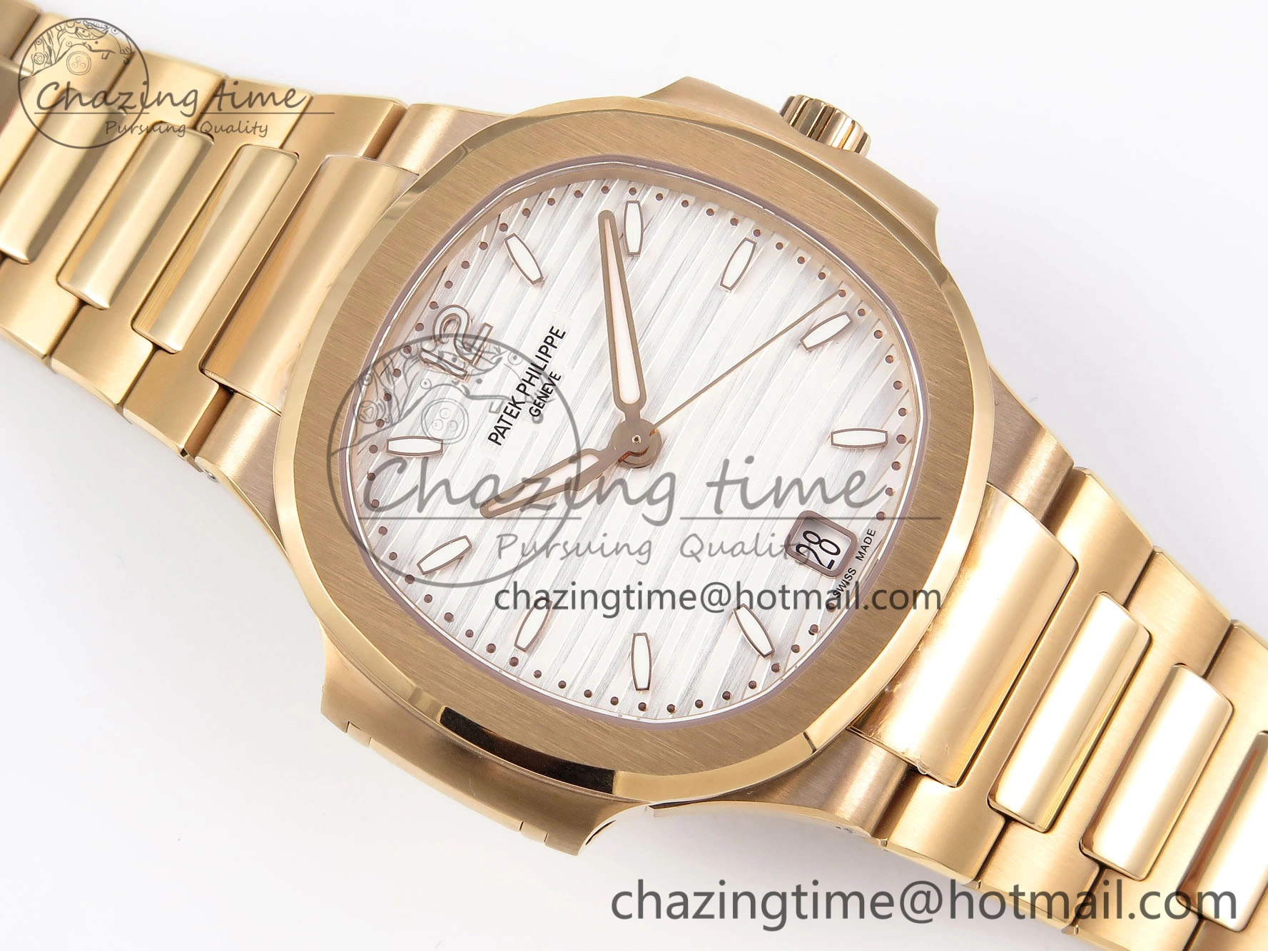 NAUTILUS 7118 LADIES RG PPF 1:1 BEST EDITION WHITE DIAL ON RG BRACELET 324CS