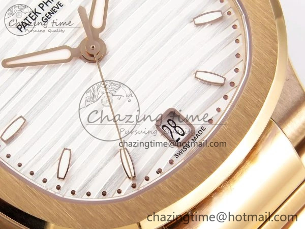 NAUTILUS 7118 LADIES RG PPF 1:1 BEST EDITION WHITE DIAL ON RG BRACELET 324CS