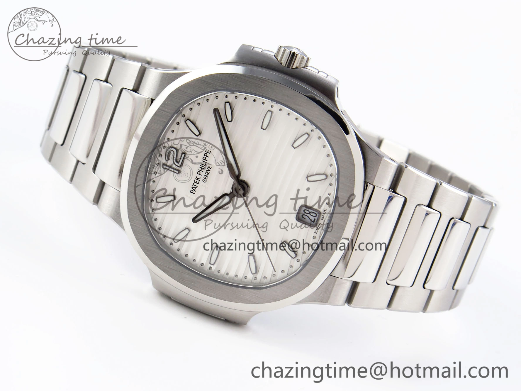 NAUTILUS 7118 LADIES SS PPF 1:1 BEST EDITION WHITE DIAL ON SS BRACELET 324CS