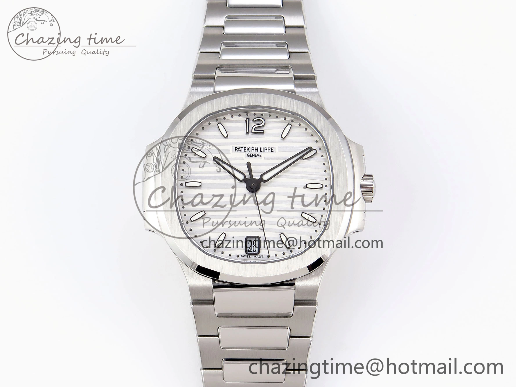 NAUTILUS 7118 LADIES SS PPF 1:1 BEST EDITION WHITE DIAL ON SS BRACELET 324CS
